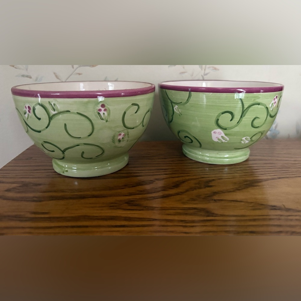 Green and Pink Floral Bowls from linens and things brand new
